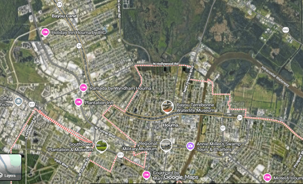 Map of Houma, LA