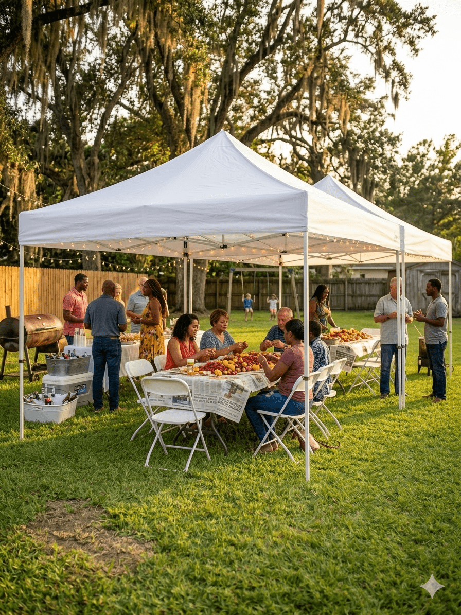 Tent table and chair rental setup for an event in Houma LA