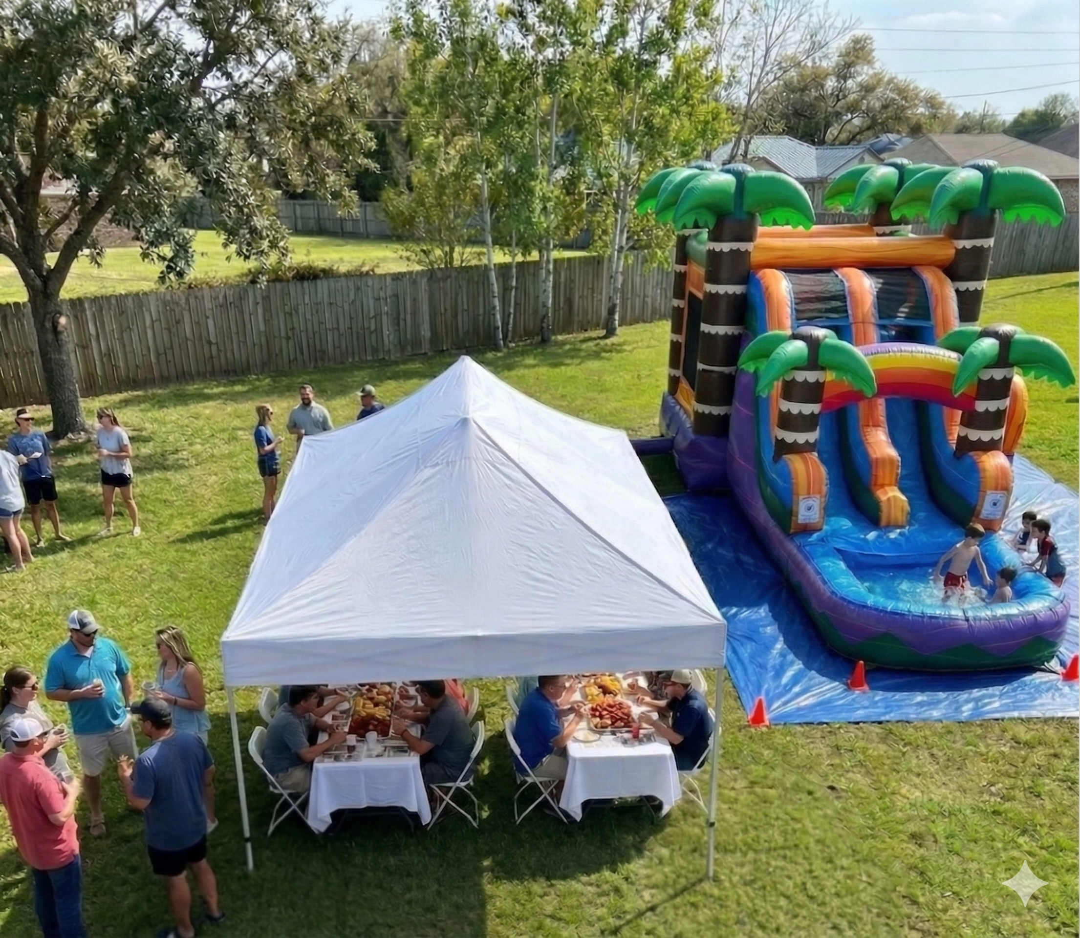Bounce house setup for a backyard party in Houma Louisiana