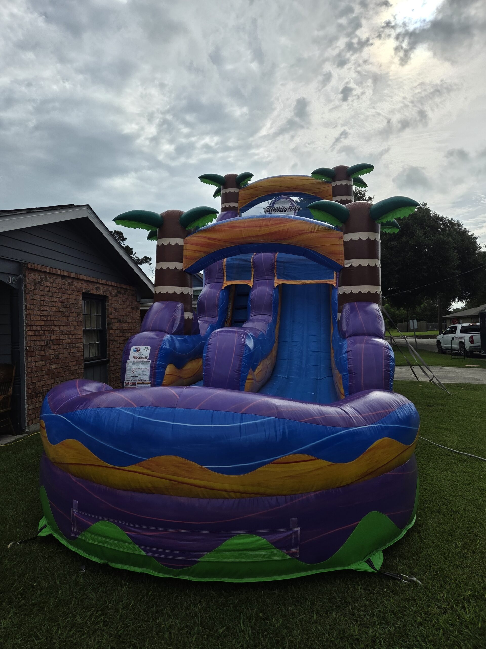 Clean party rental equipment set up for a family event in the Lisa Park neighborhood of Houma, Louisiana