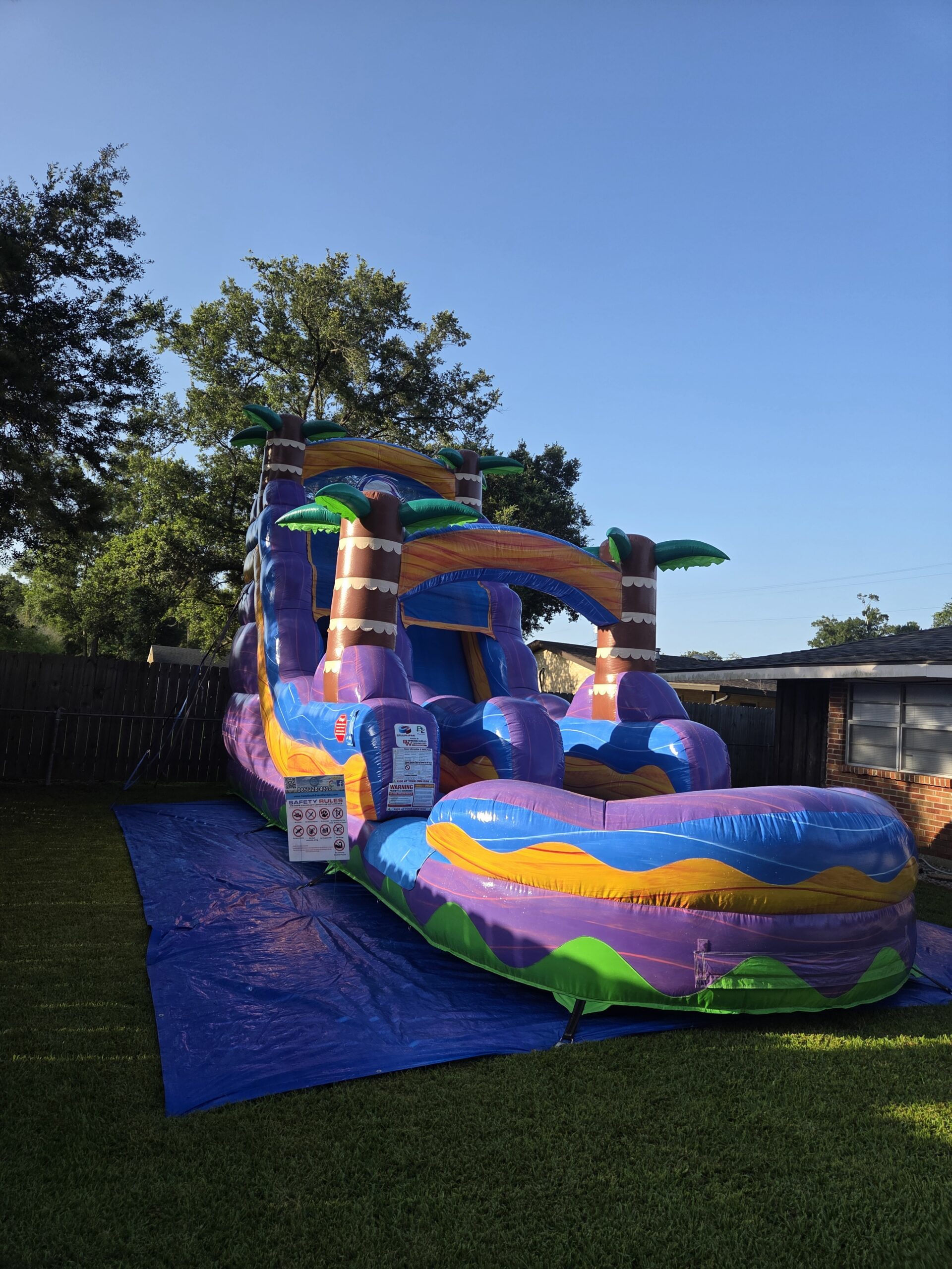 Clean party rental equipment set up for a family celebration in the Mulberry neighborhood of Houma, Louisiana