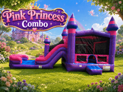 Pink & Purple Slide Combo Bounce House